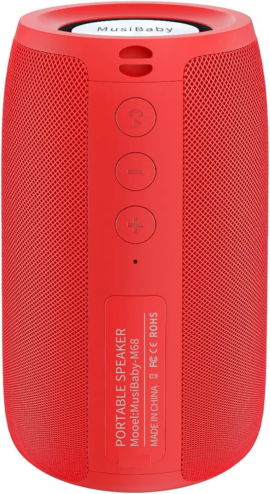 Musibaby M68 Bluetooth Speaker, 12W, IPX5, FM, USB AUX, Pure Red
