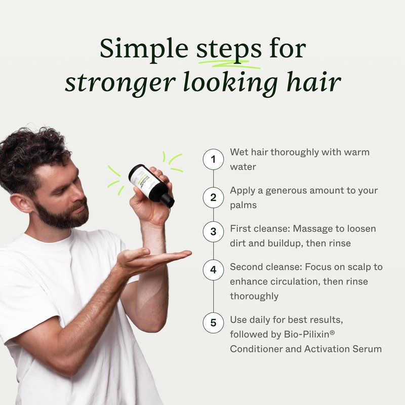 Scandinavian Biolabs Bio-Pilixin® Shampoo For Men | Strengthens Hair, Helps Greasiness, Balances Scalp, Eucalyptus Aroma, Dermatologically Tested, Made in Denmark, 250 mL/ 8.8 Oz
