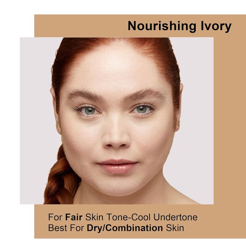 Dewy Liquid Foundation - Hydrating, Lightweight Formula for Medium-Full Coverage | Waterproof for Dry/Combination Skin, 30g, Nourishing Ivory