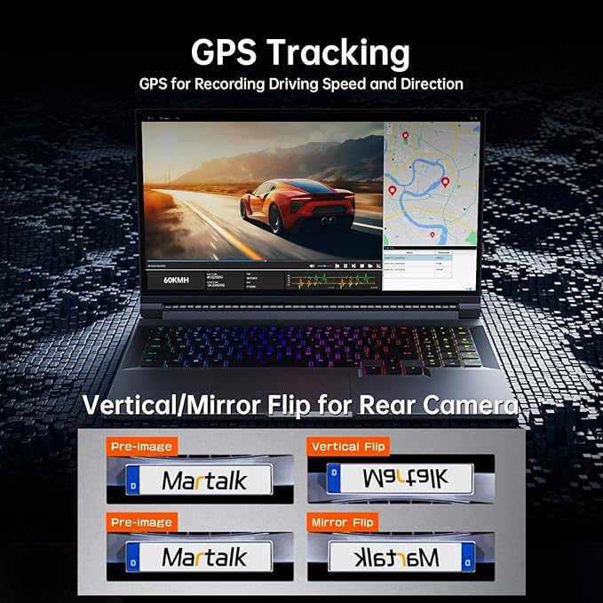 G850+ 12" 4K UHD Mirror Dash Cam Front and Rear with Zoom Backup Camera, 2160P Dual Rear View Mirror Camera for Cars & Trucks, 64GB Card Included, GPS, WDR, Night Vision, Parking Assist & G-Sensor