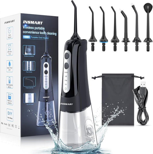 **Cordless Water Dental Flosser - Professional USB Rechargeable Oral Irrigator | 300ML Tank, 6 Modes, IPX7 Waterproof**