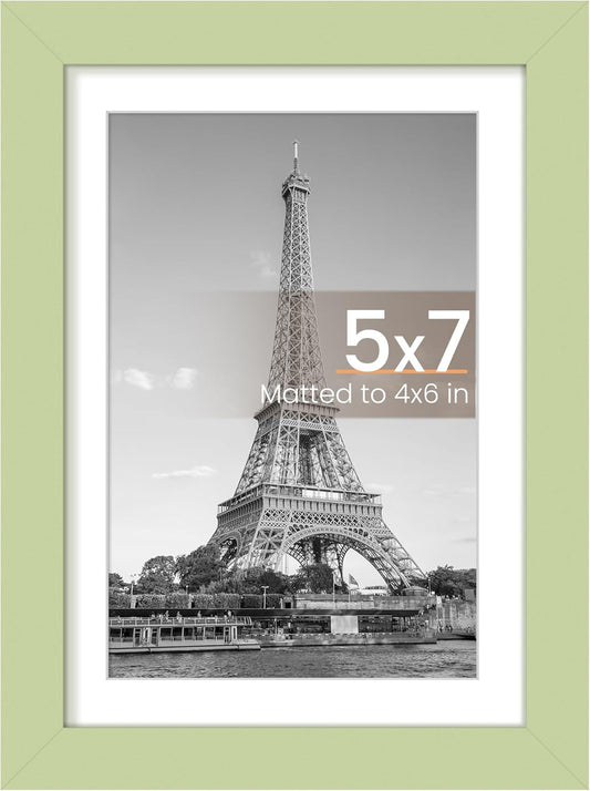Upsimples 5x7 Picture Frame - Versatile Display for 4x6 Photos with Mat or 5x7 Without - Green, 1 Pack