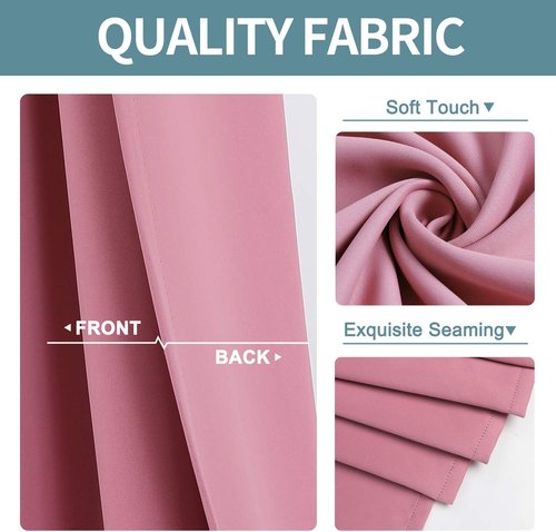 ChrisDowa Blackout Curtains - Extra Wide Thermal Insulated Room Darkening Panels | Pink, 70 x 84 Inch