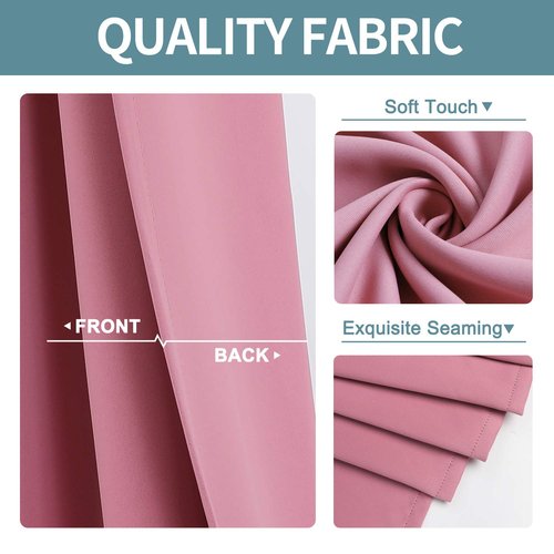 ChrisDowa Room Darkening Curtains 108 Inches Long 2 Panels Set for Living Room, Grommet Thermal Insulated Blackout Curtains for Bedroom (Pink, 52 x 108 Inch)