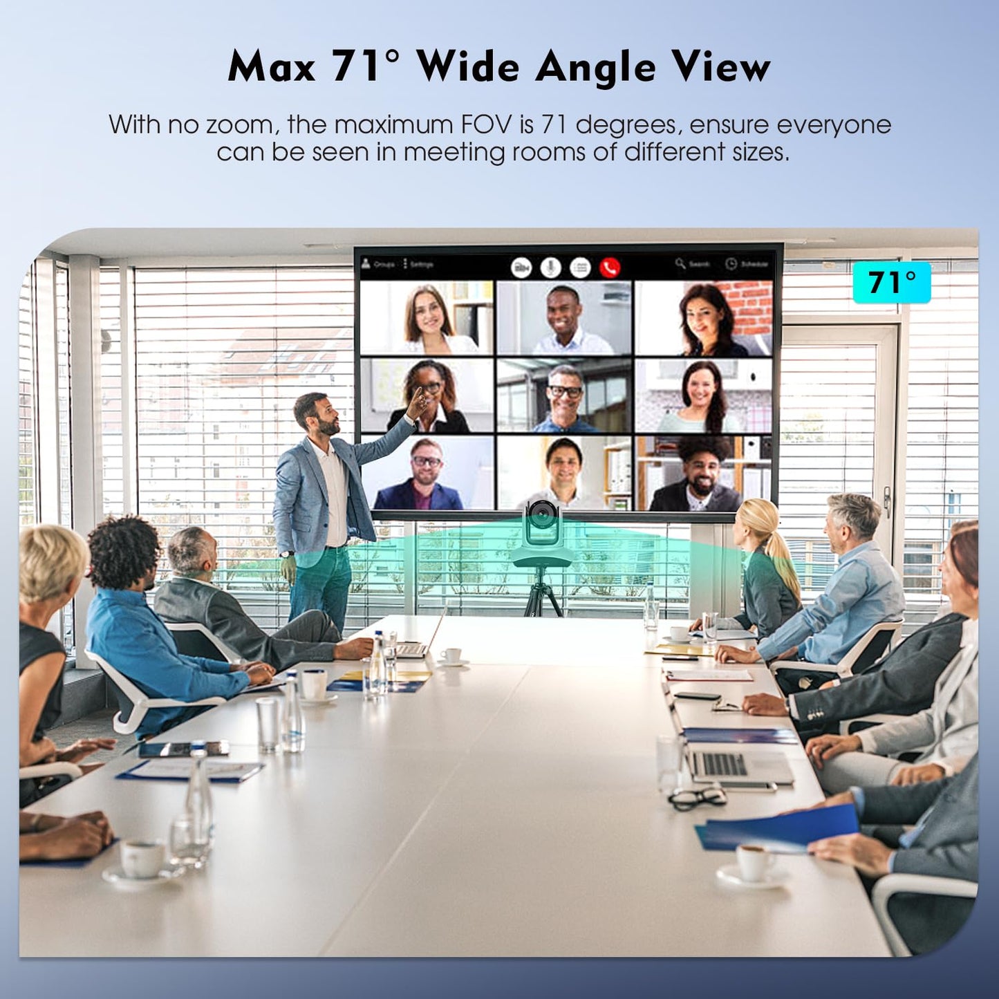 TOALLIN Wireless PTZ Conference Room Camera, 10X Optical Zoom, 1080P Full HD Video Calling and Streaming, Wireless Conference Webcam for Video Conferencing/Church Services Worship/Online Teaching