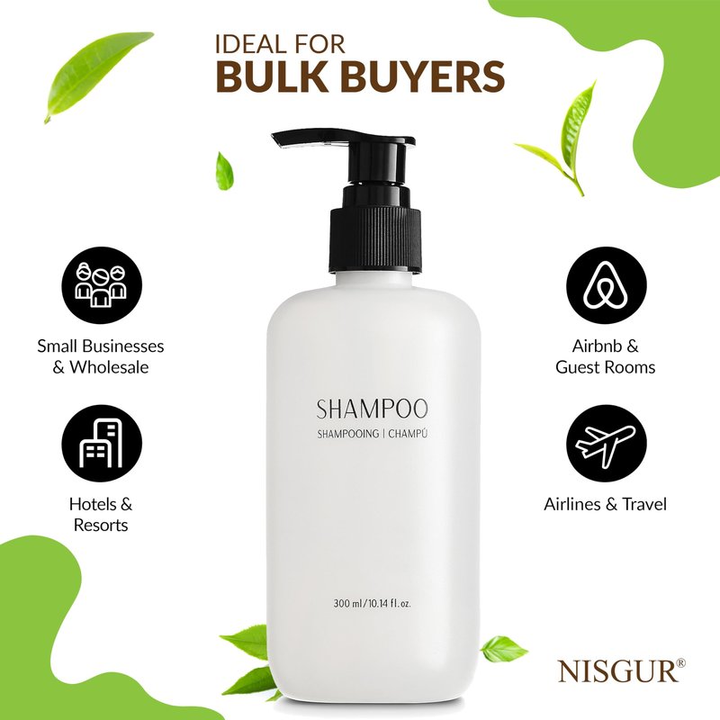 Shampoo Conditioner Body Wash and Lotion Kit 4 Pump Bottles Per Case Each 10.14 Fl oz/300 ML Aloe vera, Green Tea Extract Infused Hotel Toiletries