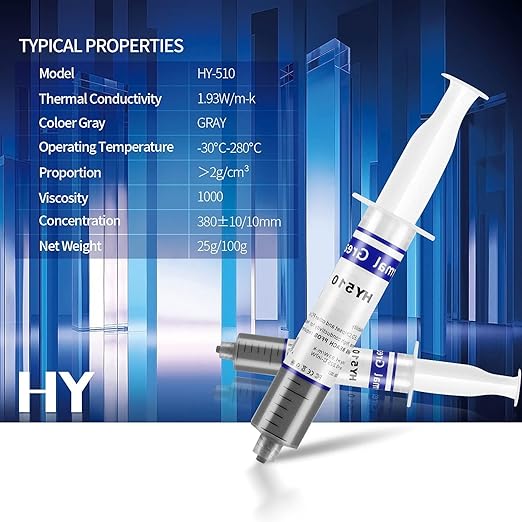 MoneyQiu HY510-50g (25g*2) Thermal Conductivity: >1.93W/m-k CPU Thermal heatsink Paste Silicone Grease Compound Non-Conductive for pc CPU gpu PS4 50 Gram