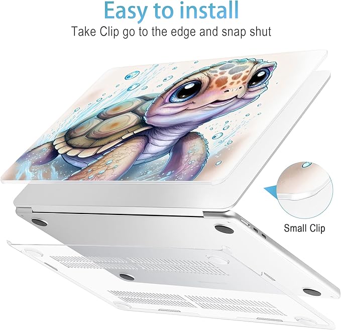 Mektron for 2026 MacBook Air 13-inch M5 Laptop Case A3449 with 13.6-inch Liquid Retina Display Fits 2025 A3240 M4 2024 A3113 M3 2023 A2681 M2 Printed Hard Shell for MacBook Air 13.6", Cute Turtle