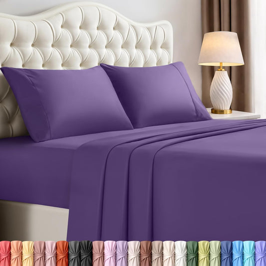 Utopia Bedding Full Size Sheet Set - Soft, Breathable Microfiber, 4-Piece in Eggplant | Oeko-Tex Certified