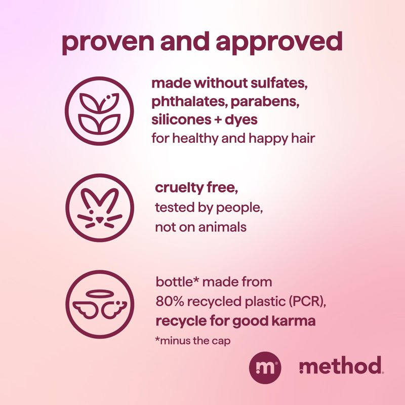 Method Pure Peace Volumizing Shampoo - For Thicker, Fuller and Visibly Hydrated Hair - Sulfate Free and Safe for Color-Treated Hair - 14 oz