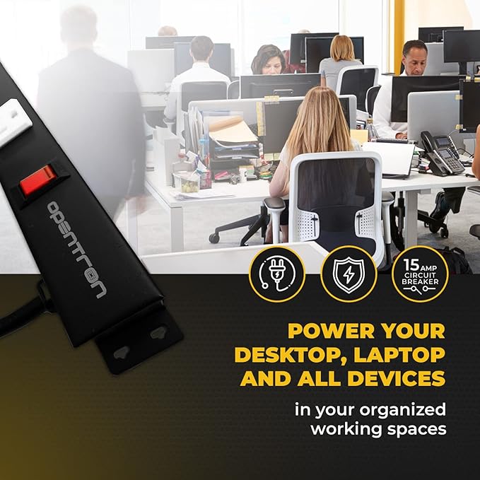 Opentron 12 Outlets 4 Feet Body Heavy Duty Metal Surge Protector Power Strip (12 Outlet 6 Feet Power Cord Vertical Power Plug)
