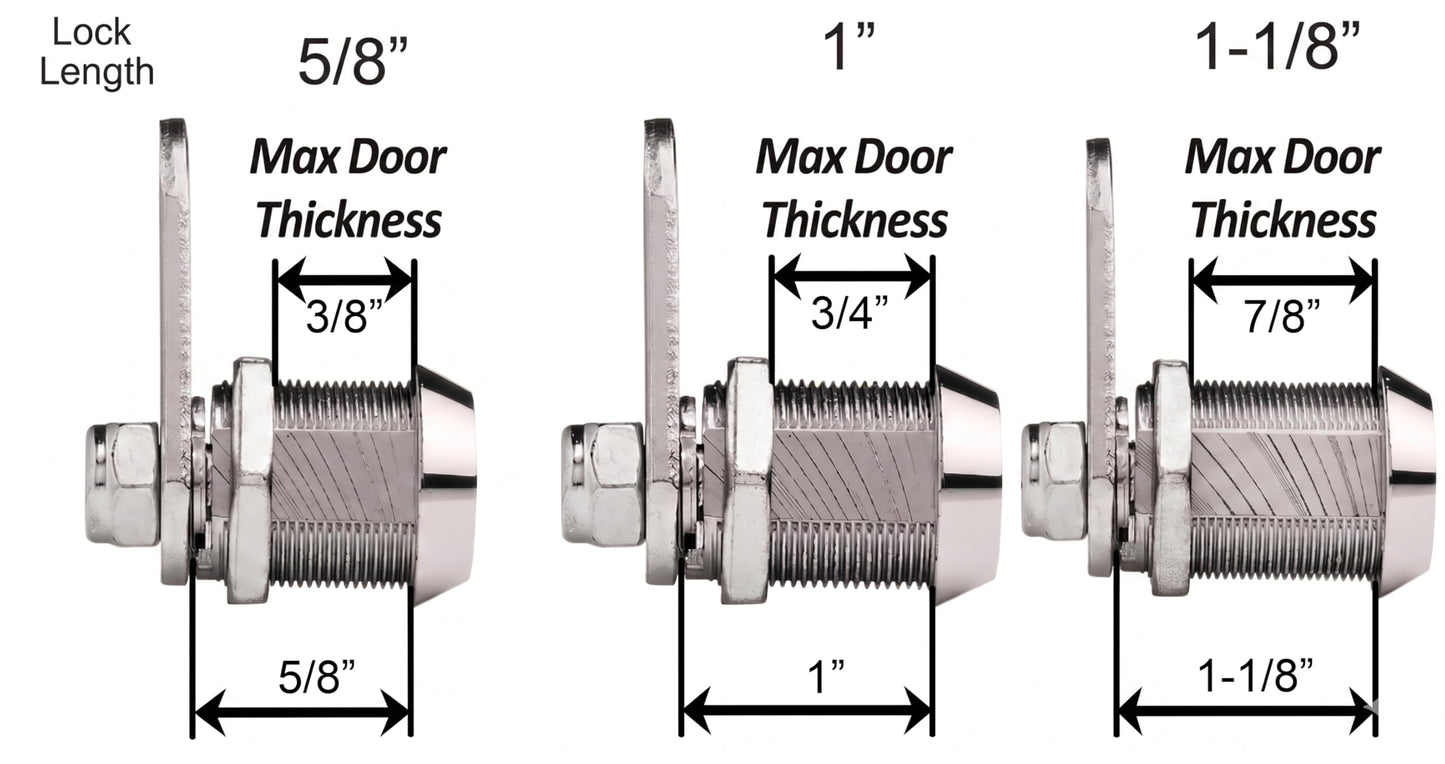 Admiral Locks Tubular Cam Lock, Keyed Alike Removable Key RV Compartment Storage Lock Cabinet Locks (Chrome Pack of 5, 5/8 Inch 180°)