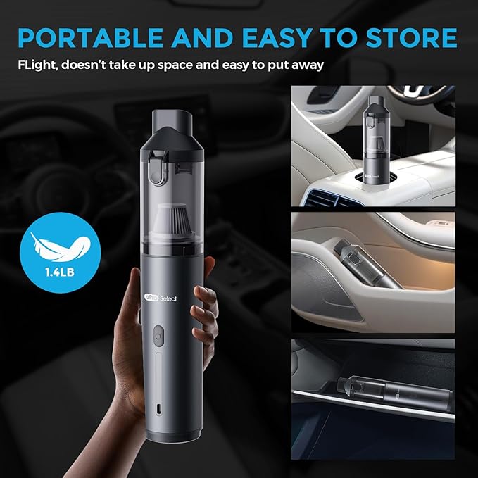 EPROEON EV1396 Cordless Handheld Vacuum Cleaner - 100W 16000Pa Powerful Suction, 14-24min Runtime, Multi-Nozzles & Floor Brush for Home, Car & Narrow Spaces