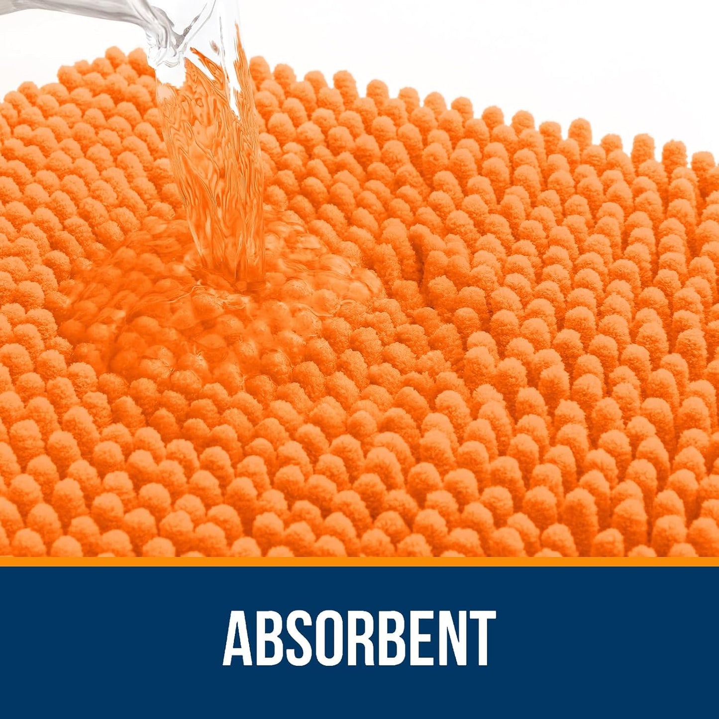 OLANLY Large Bath Rugs - Extra Soft Chenille, Quick Dry & Machine Washable | 45x27 Inches, Orange