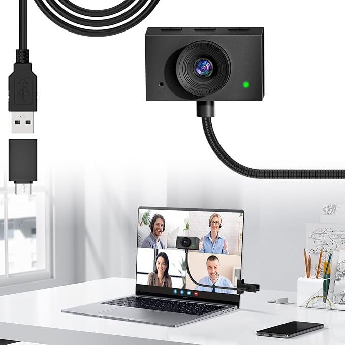 Webcam for PC, 1080P Streaming Camera, Web Camera for Desktop Computer/Laptop Webcam with Microphone, Plug and Play USB Web cam with Bracket, Manual Focus, for Live Streaming, Video Calls, Meetings