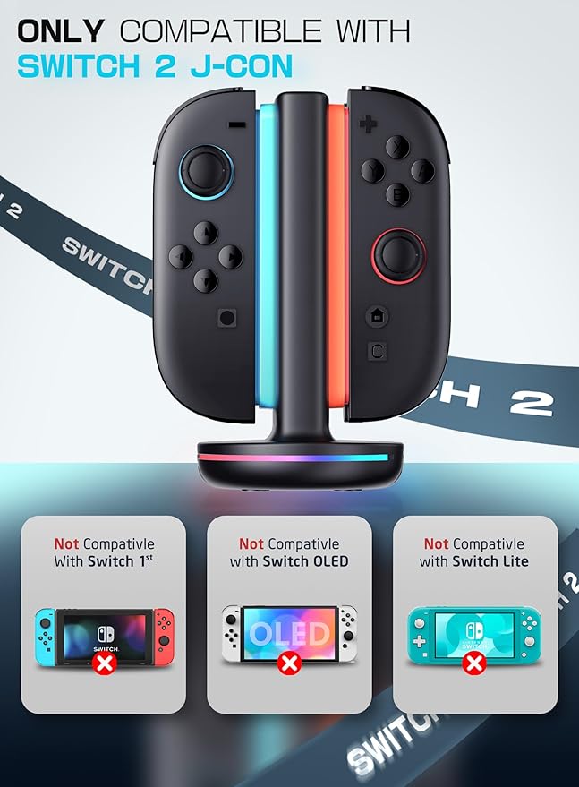SUPCASE Charging Dock for Nintendo Switch 2 Joy Con, Black