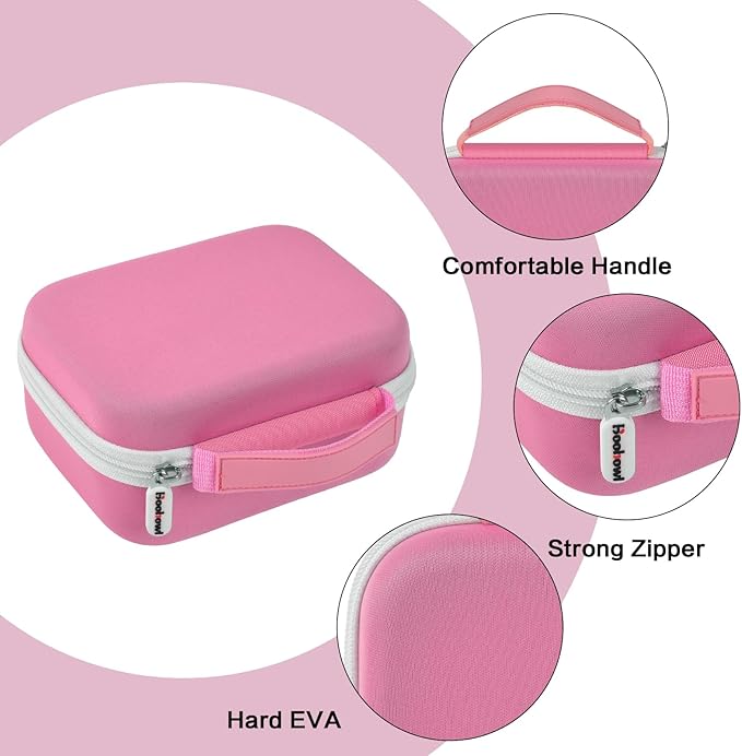 Boobowl Case Compatible with Phomemo M110 Label Maker - Portable Mini Bluetooth Thermal Label Maker Carrying Storage Bag for Printer Labels, USB Cable and Accessories - Pink (Box Only)