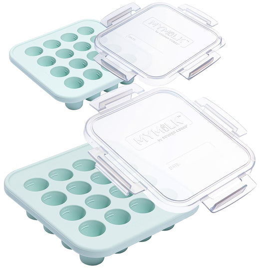 Souper Cubes MyMilk Silicone Breast Milk Freezer Trays - 1/2 oz. Capacity, Food-Grade Platinum Silicone - Mint, 2-Pack