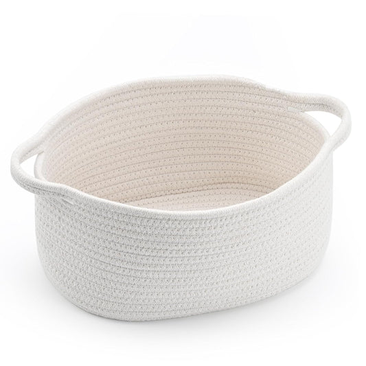 Skiennix Cute Woven Storage Basket - Decorative Organizer with Handle for Gifts | 13" D x 8" W x 6" H