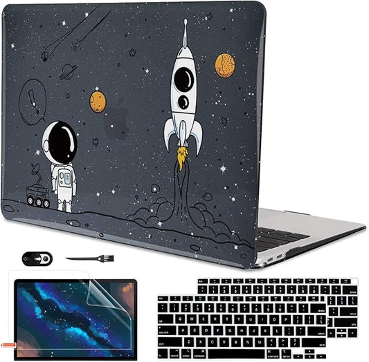 LCMOCICO for MacBook Air 13 inch Case 2020 2019 2018 Release M1 A2337 A2179 A1932, Glitter Crystal Pritned Pattern Hard Case Cover for Mac Air 13.3" Retina Display Touch ID, Astronauts & Spacecraft