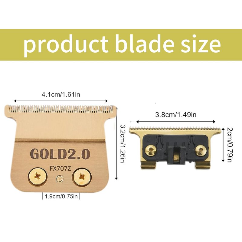 Replacement Blades Compatible with BaByliss PRO Barberology Trimmer Blade,Zero-Gapped Replacement Trimmer Blade Compatible with BaBylissPRO FX787 & FX726 Trimme (7 GOLD/2 PCS)