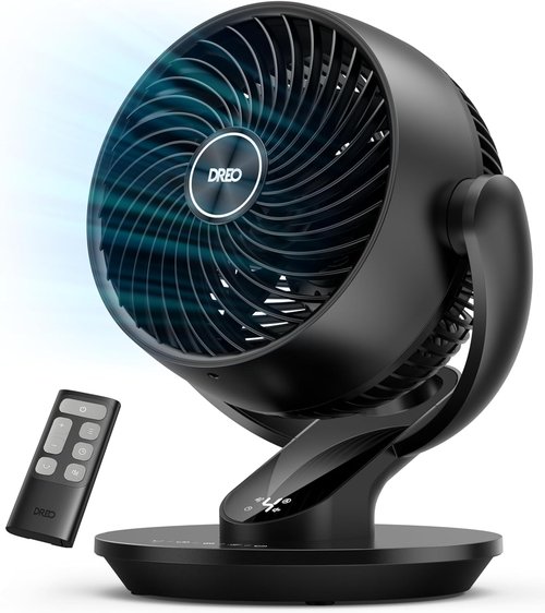 DREO 13-Inch Oscillating Table Fan - Ultra-Quiet Air Circulator with Remote | 120° Tilt & 4 Speeds