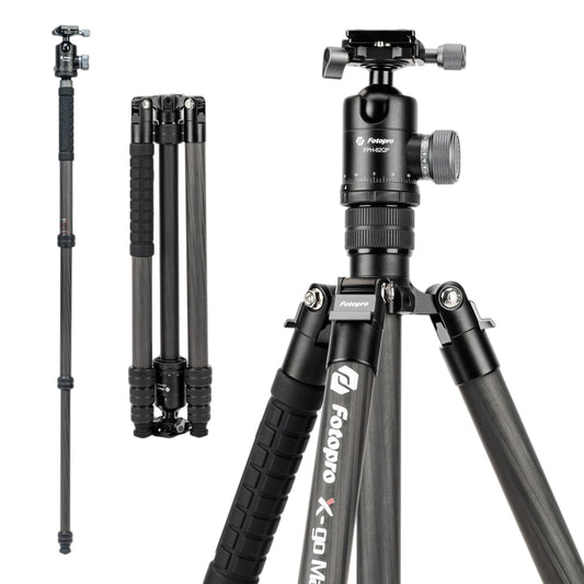 Fotopro 68" Carbon Fiber Travel Tripod, Heavy Duty Camera Tripod with Ball Head, Detachable Monopod with Quick Release Plate and Bag, Load up to 12KG/26lbs