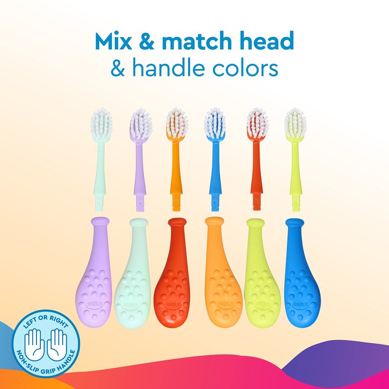 Radius Big Kidz Forever Brush with Replaceable Head Toothbrush for Children, 6 Years and Up, BPA Free ADA Accepted for Growing Teeth and Gums - Right and Left Handed, Extra Soft