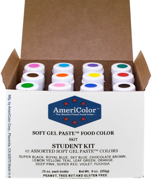 AmeriColor Food Coloring - Soft Gel Paste Kit with 12 x 0.75 Ounce Bottles | Vibrant Colors for Baking
