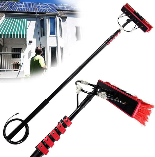 Water Fed Telescopic Brush,Photovoltaic Panel Cleaning,Water/Hose Fed Pole Window Clean,Extendable Cleaner Conservatory Roof Cleaning Tools,7.2m/24FT