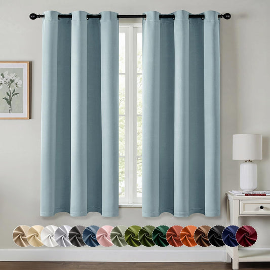 MIULEE Slate Blue Blackout Curtains - Thermal Insulated Room Darkening Drapes | 54 Inches Long, 2 Panels