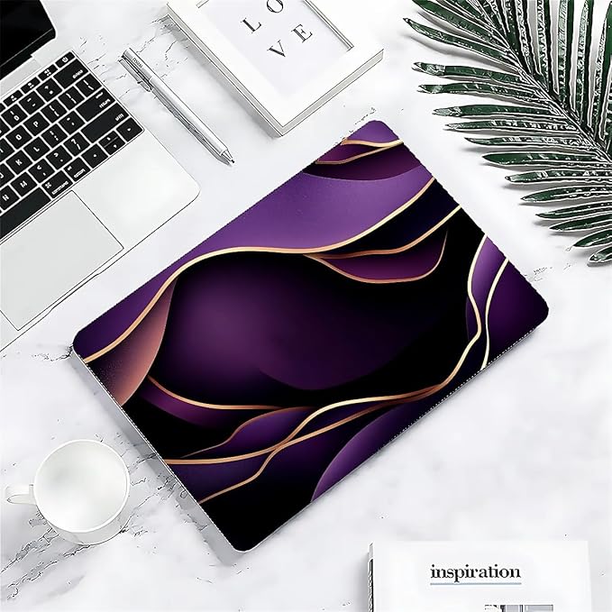 COTAIL Compatible with MacBook Air 13.3 13.6 Inch Case 2022 2021 2020 2019 Plastic Hard Shell Case Cover,13.3 Air (A1932/A2179/A2337), Purple and Gold Color Line
