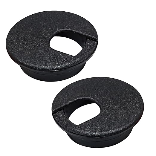 EASYEAH 2 Pcs Desk Grommet 1-1/2" / 38 mm, Desk Cord Hole Cover, Cable Grommet ABS Plastic, Desk Hole Grommet for Home & Office Pc, Detachable Cable Cord Organizer-Black