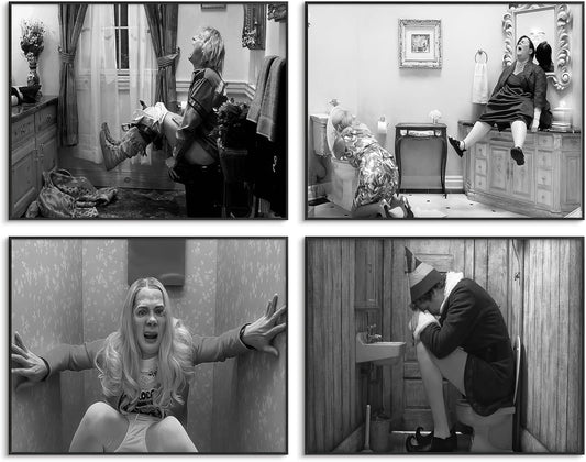 Regine Switzerland Funny Bathroom Wall Art Set - Vintage Black and White Prints for Restroom Decor | Unframed 11x14 Inch