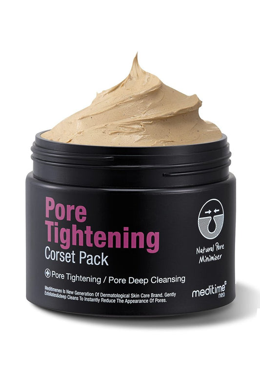Meditime Pore Corset Pack | Sebum and Pore Minimizer Face Pack | Clay Mask for Blackheads and Pores | Korean Skincare Pore Cleaner & Nose Blackhead Remover | Deep Pore Remover Face Care (4.23 Oz)