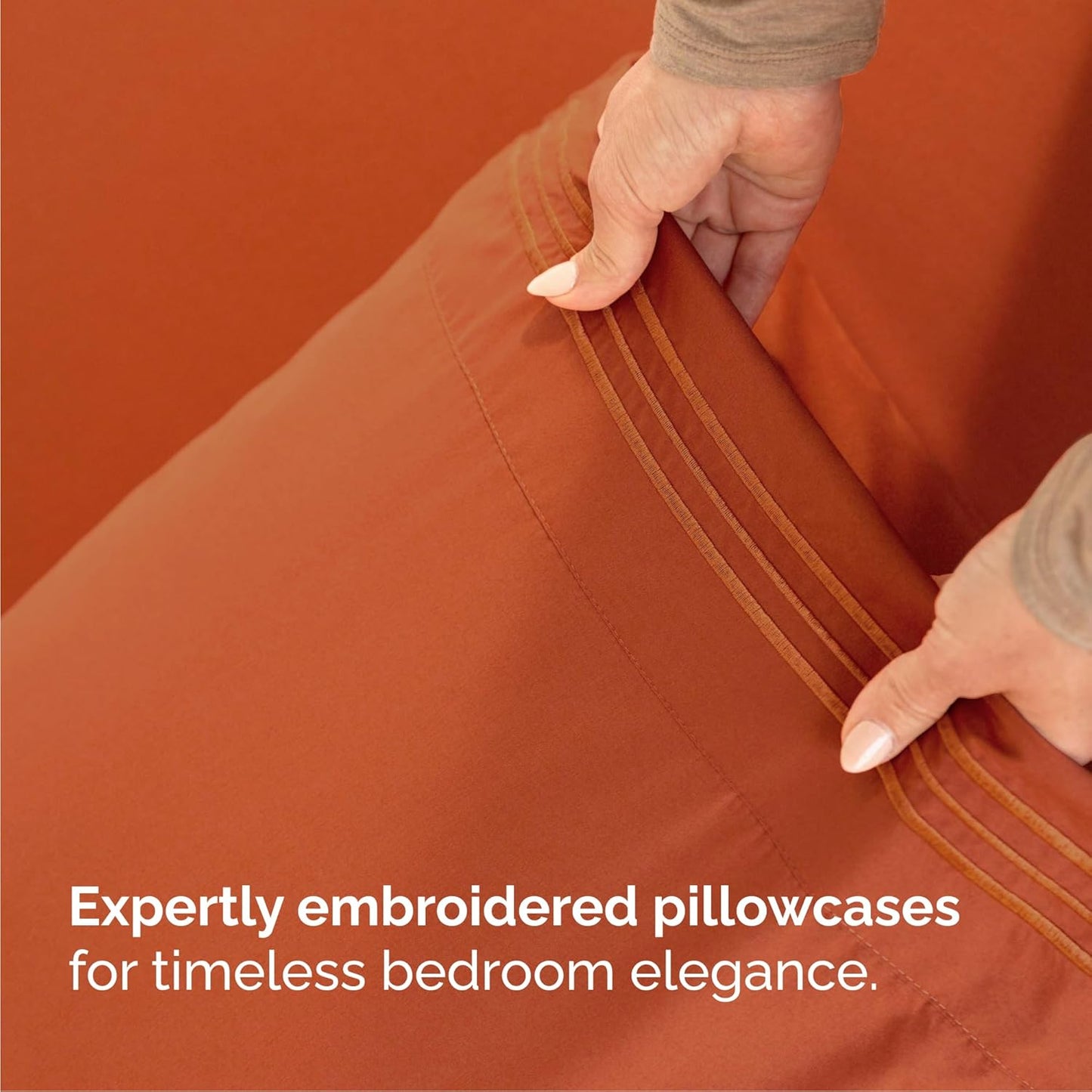 Queen Size 4-Piece Sheet Set | Skiennix Comfy Cooling Bed Sheets - Luxury Hotel Quality - Deep Pockets, Soft & Wrinkle-Free - Terracotta