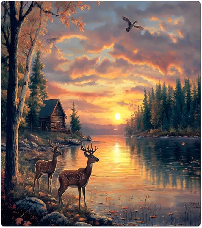 Autumn Lake Deer Sunset Dishwasher Magnet Cover for The Front Magnetic Dishwasher Door Covers Dish Washer Sticker Wrap Home Decorative Appliances Panel Decal Kitchen Decor 23" x 26" (Magnetic)