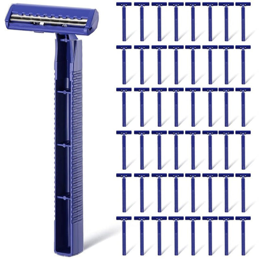 Twin Blade Razors for Men - Stainless Steel Disposable Shavers | Bulk Pack of 150 for Travel & Bathing
