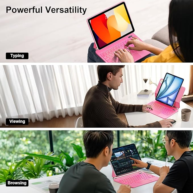 GGQFGTOJ Keyboard Case for iPad Air 13 inch (M3 2025/M2, 2024),iPad Pro 12.9 inch (3/4/5/6th Gen)，Magic-Style Magnetic – Floating Cantilever Stand – Backlit Keyboard Case with Multi-Touch Trackpad