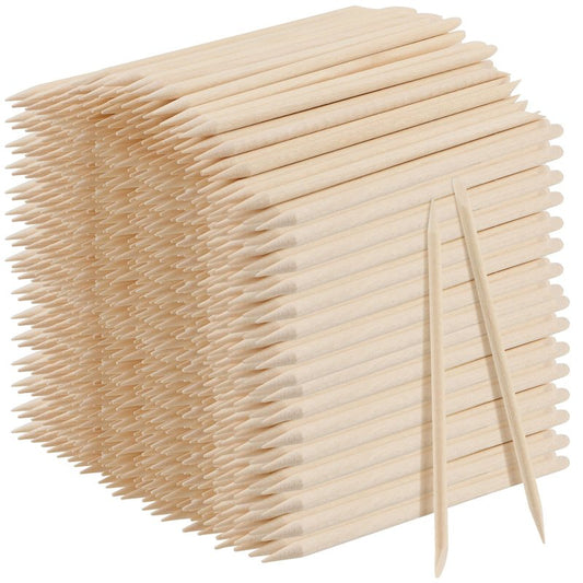 LEXININ 1500pcs 4.5 Inch Orange Wood Nail Sticks, Wooden Cuticle Pusher Sticks, Doubled Sided Wooden Stick for Manicure, Pedicure