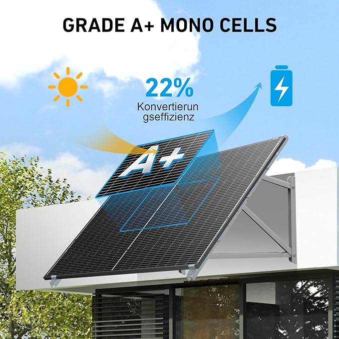 DOKIO 400W Monocrystalline Solar Panel with 31V Voltage, Designed for Charging 12/24V Devices - 3 m Cable, Ideal for Yard/Garden, Shed/Patio/Greenhouse Power, Off-Grid Battery Charging