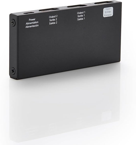 Amazon Basics HDMI Splitter 1 in 2 Out for Dual Monitors, 4K@60Hz, Mirror Only, Black