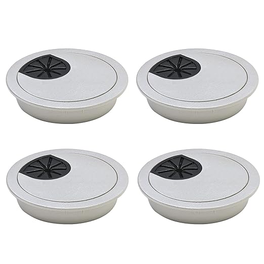 BOPOREAE Desk Grommet 3-1/8" (80 mm), Desk Cord Hole Cover, Cable Grommet ABS Plastic, Desk Hole Grommet for Office and Home Table Cable, Detachable Cable Cord Organizer (Silver Sand 4 Pcs)