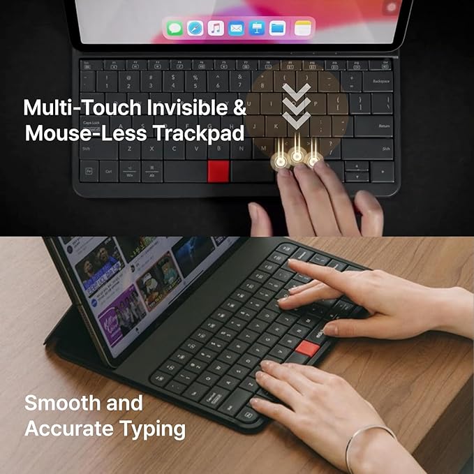 KSBC MOKIBO Fusion Keyboard Case for iPad Pro 12.9" (3rd–6th Gen) / iPad Air 13" (M2) – Touchpad 3X with Pencil Mode, Multi-Device Bluetooth, Magnetic Folio, Adjustable Stand, 60H Battery, Black