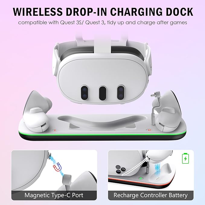 Quest 3 Charging Dock, Charge Station for Quest3 & Quest 3S