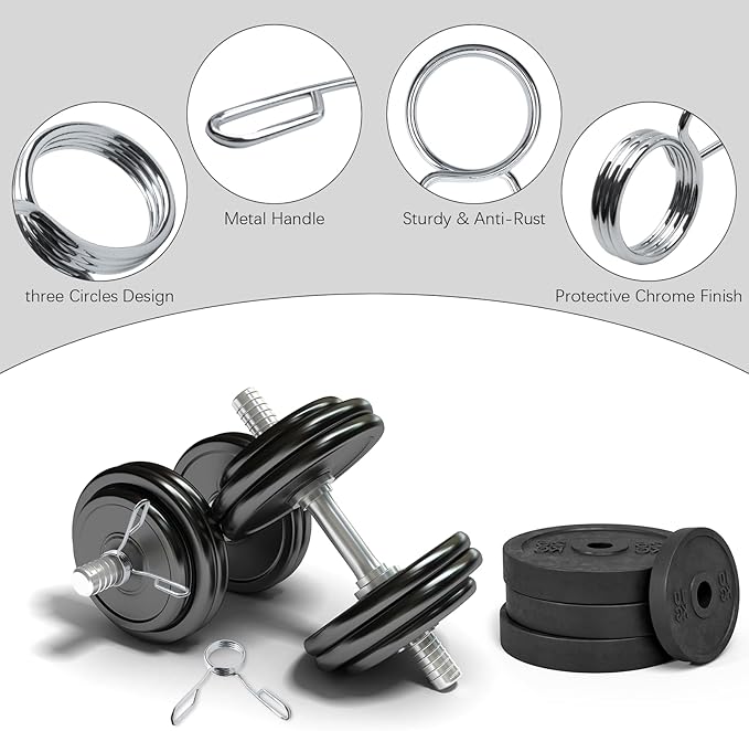 KoMvzyl 4 Pieces 2 Inch Dumbbell Spring Collars Barbell Clamps Locking Collars Clips for Weightlifting Exercise Fitness Training Supplies