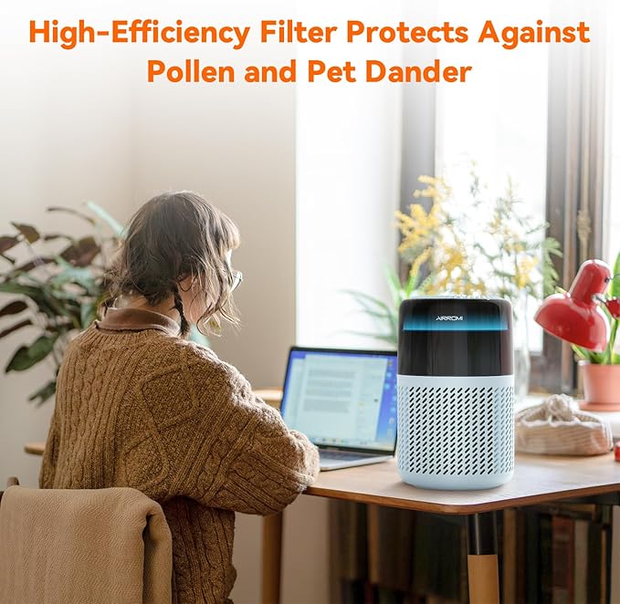 AIRROMI HEPA Air Purifier for Bedroom&Home,Pet Air Purifier for Home Pets,Removes Pet Odor,Cat Litter Smell,Dust,Smoke&Allergies,Quiet Room Air Purifier with Scents,360°Air Cleaner,A2005 Blue