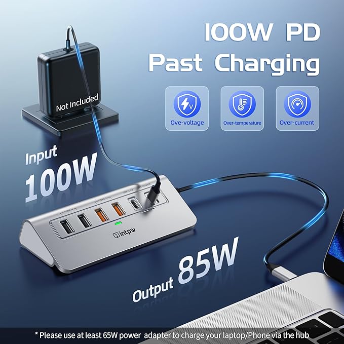 intpw 10-in-1 USB C Hub with Ethernet, 4K@60Hz HDMI, 10Gbps USB-C/USB-A, PD 100W, SD/TF, P9R PRO Docking Station for MacBook Pro/Air M1-M5, iPhone 17/16/15, iPad Pro, Windows
