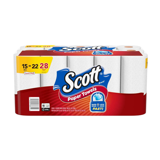 Scott Paper Co. Paper Towels - Double Rolls, One-Ply, 15 Count for Superior Absorbency