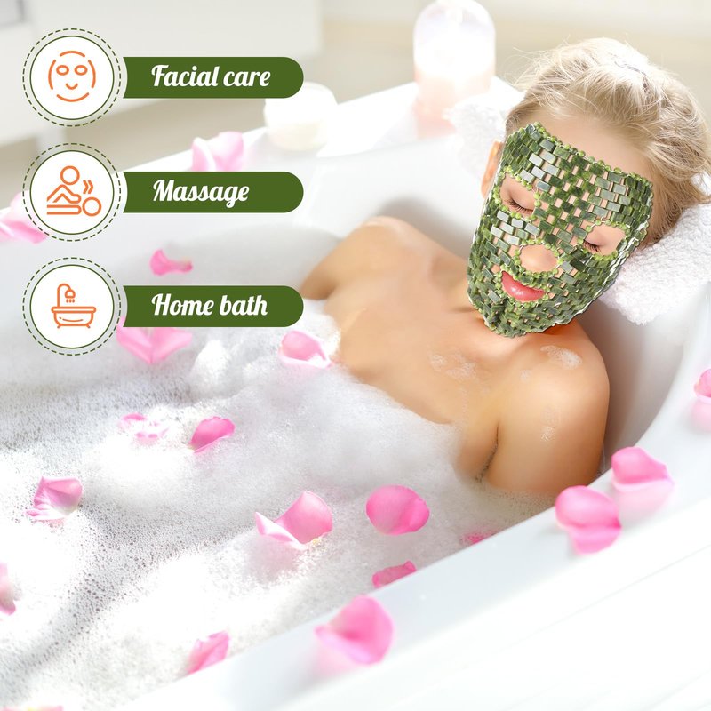 Demissle 4 Pcs Jade Eye Mask Jade Stone Facial Mask Scrap Massage Tool Hair Comb Facial Eye Cooling Stone Massage Tools for Puffy Eyes Dark Circles Gift(Dark Green)